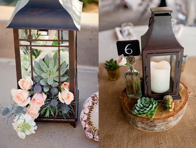 Succulent Wedding Centerpieces and Table Number